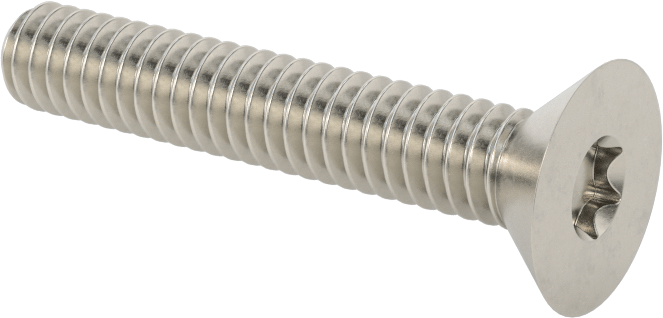 Yüksek Mukavemetli A286 Paslanmaz Çelik Torx Düz Başlı Vida, 1/4"-20 Diş Boyutu, 1-1/2" Uzunluk