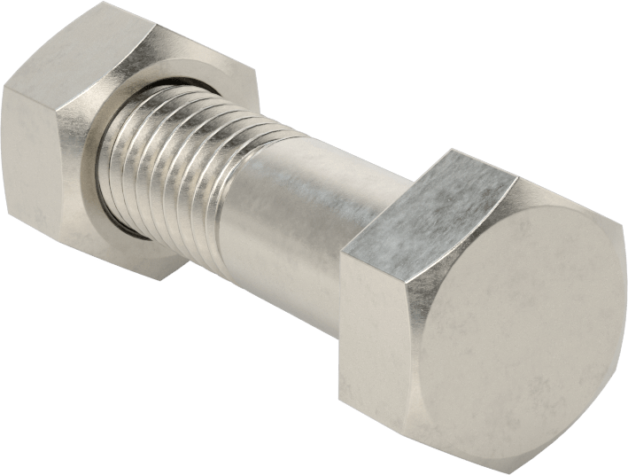 Boru Flanşları için Altıgen Vida ve Somun Kiti, 18-8 Paslanmaz Çelik, Sınıf 125/150, 1/2"-13 Boyut, 1/2 ve 3/4 Boru Boyutu
