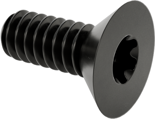 Siyah Oksit Alaşımlı Çelik Torx Düz Başlı Vidalar, 10-24 Diş Boyutu, 1/2" Uzunluk