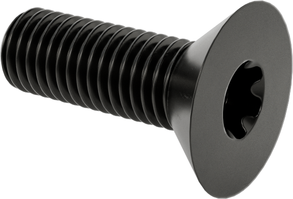 Siyah Oksit Alaşımlı Çelik Torx Düz Başlı Vidalar, 1/4"-28 Diş Boyutu, 3/4" Uzunluk