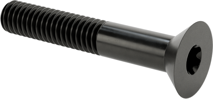 Siyah Oksit Alaşımlı Çelik Torx Düz Başlı Vidalar, 5/16"-18 Diş Boyutu, 2" Uzunluk