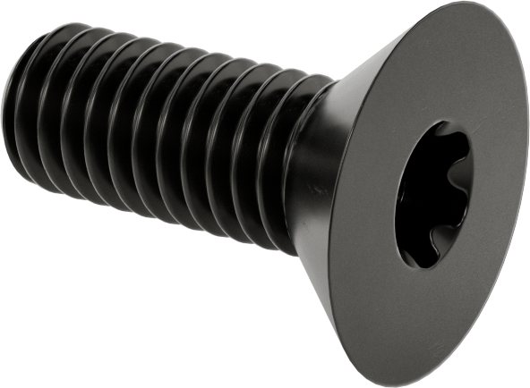 Siyah Oksit Alaşımlı Çelik Torx Düz Başlı Vidalar, 3/8"-16 Diş Boyutu, 1" Uzunluk