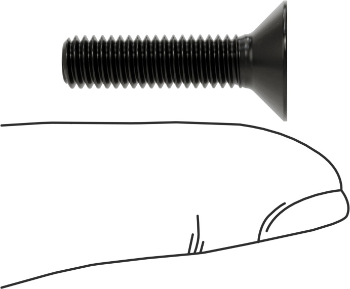 Siyah Oksit Alaşımlı Çelik Torx Düz Başlı Vidalar, M6 x 1 mm Diş Boyutu, 25 mm Uzunluk