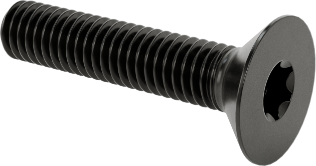 Siyah Oksit Alaşımlı Çelik Torx Düz Başlı Vidalar, M6 x 1 mm Diş Boyutu, 30 mm Uzunluk