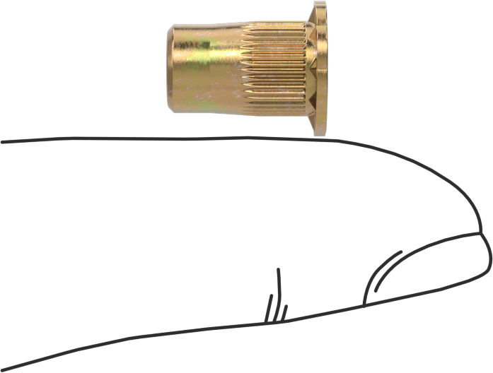 Yumuşak Malzemeler için Bükülmeye Dayanıklı Perçin Somunları, M5 x 0,8 mm Diş, 0,5 mm ila 3,3 mm Malzeme Kalınlığı için