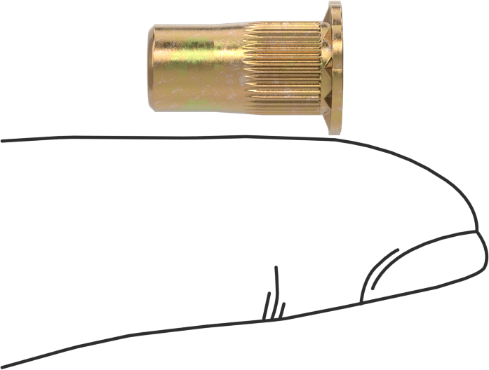 Yumuşak Malzemeler için Bükülmeye Dayanıklı Perçin Somunları, M5 x 0,8 mm Diş, 3,3 mm ila 5,7 mm Malzeme Kalınlığı için