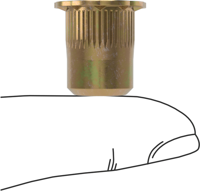 Yumuşak Malzemeler için Bükülmeye Dayanıklı Perçin Somunları, M8 x 1,25 mm Diş, 0,7 mm ila 3,8 mm Malzeme Kalınlığı için