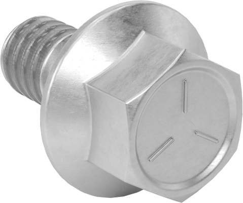 Tırtıklı Flanşlı Diş Kilitlemeli Altıgen Başlı Vida, Çinko Kaplamalı 5. Sınıf Çelik, 1/4"-20 Diş Boyutu, 1/2" Uzunluk