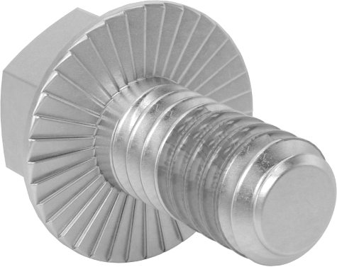 Tırtıklı Flanşlı Diş Kilitlemeli Altıgen Başlı Vida, Çinko Kaplamalı 5. Sınıf Çelik, 1/4"-20 Diş Boyutu, 1/2" Uzunluk