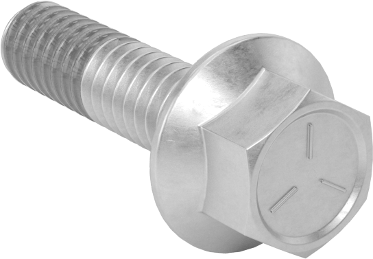 Tırtıklı Flanşlı Diş Kilitlemeli Altıgen Başlı Vida, Çinko Kaplamalı 5. Sınıf Çelik, 1/4"-20 Diş Boyutu, 1" Uzunluk