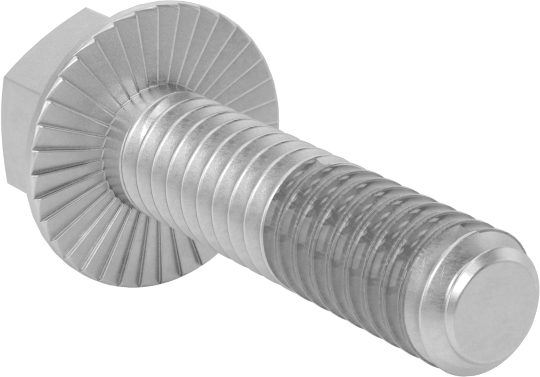 Tırtıklı Flanşlı Diş Kilitlemeli Altıgen Başlı Vida, Çinko Kaplamalı 5. Sınıf Çelik, 1/4"-20 Diş Boyutu, 1" Uzunluk
