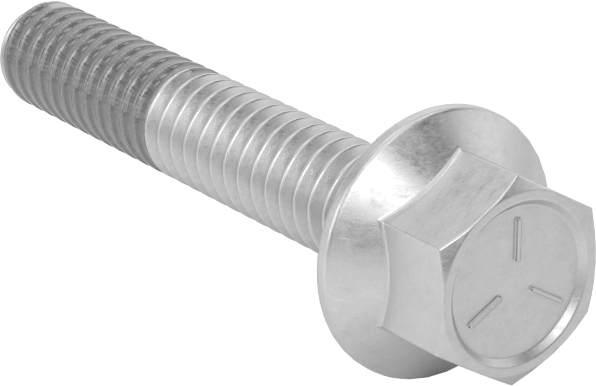 Tırtıklı Flanşlı Diş Kilitlemeli Altıgen Başlı Vida, Çinko Kaplamalı 5. Sınıf Çelik, 1/4"-20 Diş Boyutu, 1-1/2" Uzunluk
