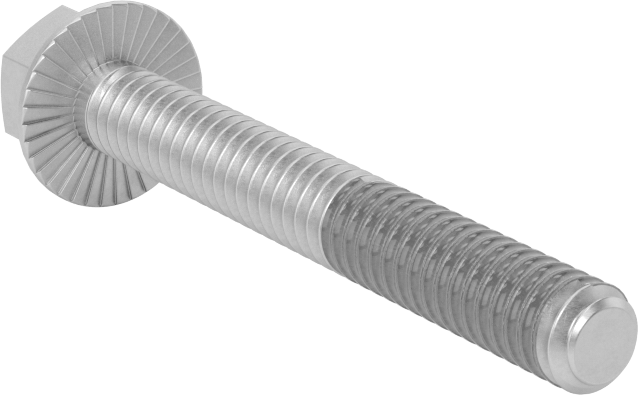 Tırtıklı Flanşlı Diş Kilitlemeli Altıgen Başlı Vida, Çinko Kaplamalı 5. Sınıf Çelik, 1/4"-20 Diş Boyutu, 2" Uzunluk