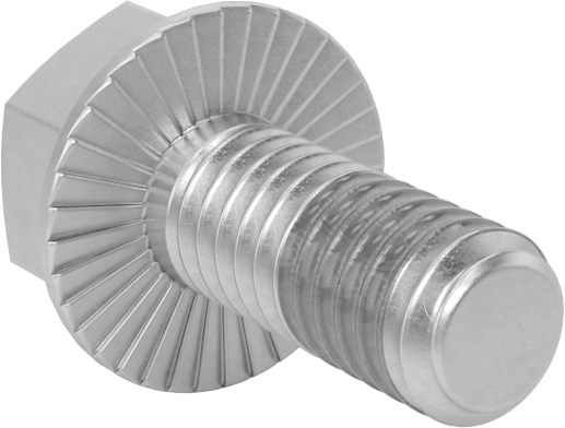 Tırtıklı Flanşlı Diş Kilitlemeli Altıgen Başlı Vida, Çinko Kaplamalı 5. Sınıf Çelik, 5/16"-18 Diş Boyutu, 3/4" Uzunluk
