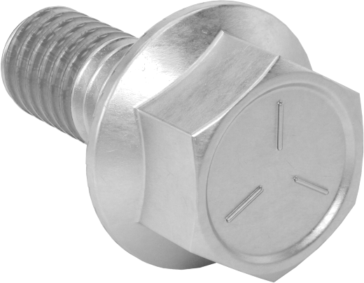 Tırtıklı Flanşlı Diş Kilitlemeli Altıgen Başlı Vida, Çinko Kaplamalı 5. Sınıf Çelik, 5/16"-18 Diş Boyutu, 3/4" Uzunluk