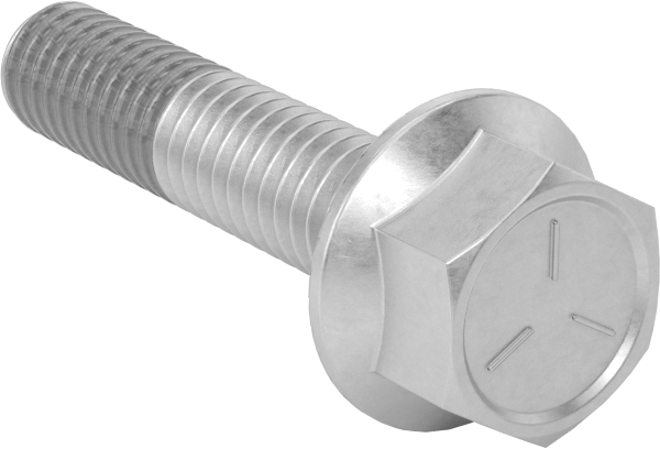 Tırtıklı Flanşlı Diş Kilitlemeli Altıgen Başlı Vida, Çinko Kaplamalı 5. Sınıf Çelik, 5/16"-18 Diş Boyutu, 1-1/2" Uzunluk