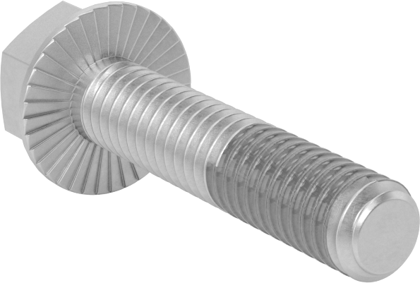 Tırtıklı Flanşlı Diş Kilitlemeli Altıgen Başlı Vida, Çinko Kaplamalı 5. Sınıf Çelik, 5/16"-18 Diş Boyutu, 1-1/2" Uzunluk