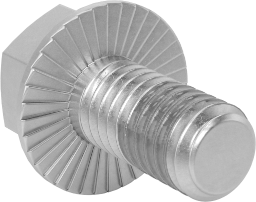 Tırtıklı Flanşlı Diş Kilitlemeli Altıgen Başlı Vida, Çinko Kaplamalı 5. Sınıf Çelik, 3/8"-16 Diş Boyutu, 3/4" Uzunluk
