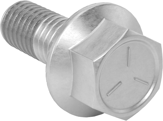 Tırtıklı Flanşlı Diş Kilitlemeli Altıgen Başlı Vida, Çinko Kaplamalı 5. Sınıf Çelik, 3/8"-16 Diş Boyutu, 1" Uzunluk