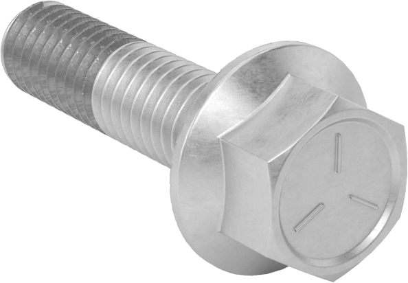 Tırtıklı Flanşlı Diş Kilitlemeli Altıgen Başlı Vida, Çinko Kaplamalı 5. Sınıf Çelik, 3/8"-16 Diş Boyutu, 1-1/2" Uzunluk