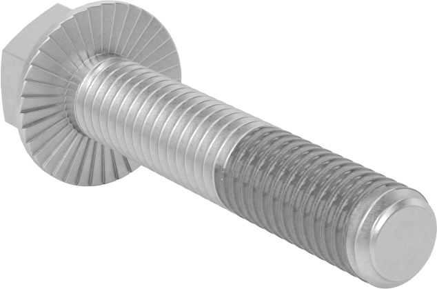 Tırtıklı Flanşlı Diş Kilitlemeli Altıgen Başlı Vida, Çinko Kaplamalı 5. Sınıf Çelik, 3/8"-16 Diş Boyutu, 2" Uzunluk