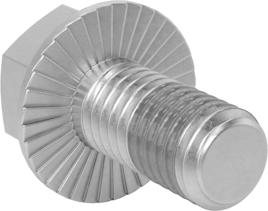 Tırtıklı Flanşlı Diş Kilitlemeli Altıgen Başlı Vida, Çinko Kaplamalı 5. Sınıf Çelik, 1/2"-13 Diş Boyutu, 1" Uzunluk