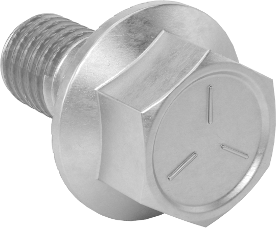 Tırtıklı Flanşlı Diş Kilitlemeli Altıgen Başlı Vida, Çinko Kaplamalı 5. Sınıf Çelik, 1/2"-13 Diş Boyutu, 1" Uzunluk