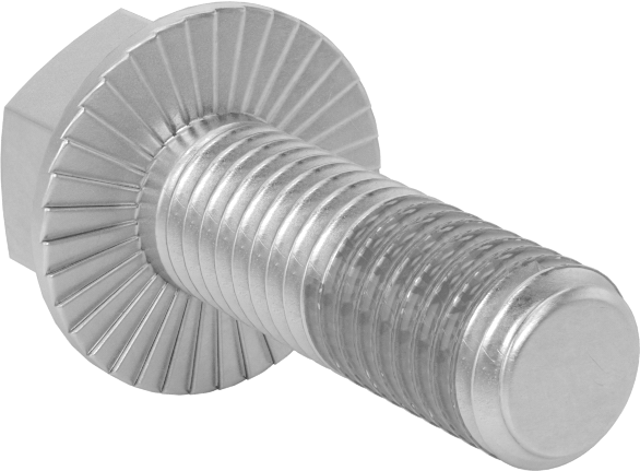 Tırtıklı Flanşlı Diş Kilitlemeli Altıgen Başlı Vida, Çinko Kaplamalı 5. Sınıf Çelik, 1/2"-13 Diş Boyutu, 1-1/2" Uzunluk