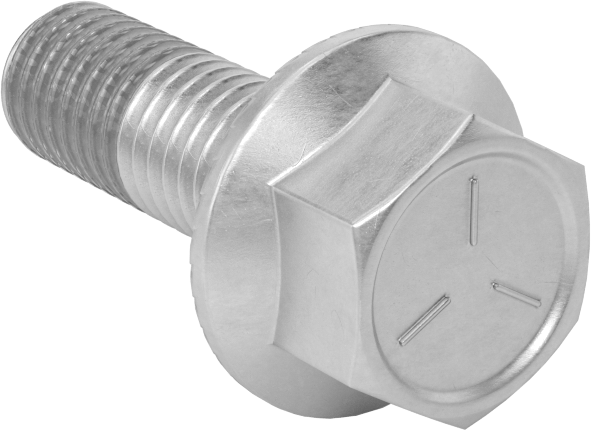 Tırtıklı Flanşlı Diş Kilitlemeli Altıgen Başlı Vida, Çinko Kaplamalı 5. Sınıf Çelik, 1/2"-13 Diş Boyutu, 1-1/2" Uzunluk
