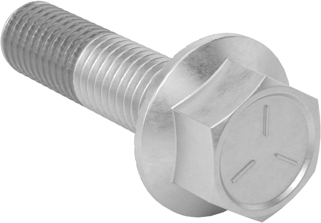 Tırtıklı Flanşlı Diş Kilitlemeli Altıgen Başlı Vida, Çinko Kaplamalı 5. Sınıf Çelik, 1/2"-13 Diş Boyutu, 2" Uzunluk