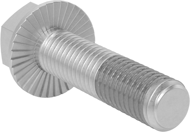 Tırtıklı Flanşlı Diş Kilitlemeli Altıgen Başlı Vida, Çinko Kaplamalı 5. Sınıf Çelik, 1/2"-13 Diş Boyutu, 2" Uzunluk