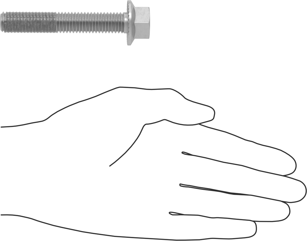 Tırtıklı Flanşlı Diş Kilitlemeli Altıgen Başlı Vida, Çinko Kaplamalı 5. Sınıf Çelik, 1/2"-13 Diş Boyutu, 3" Uzunluk