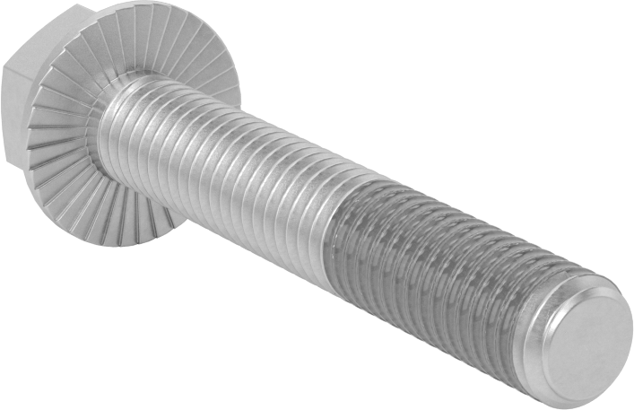 Tırtıklı Flanşlı Diş Kilitlemeli Altıgen Başlı Vida, Çinko Kaplamalı 5. Sınıf Çelik, 1/2"-13 Diş Boyutu, 3" Uzunluk
