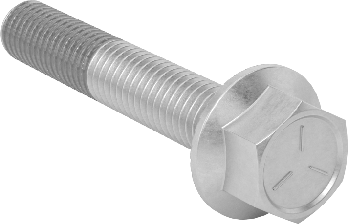 Tırtıklı Flanşlı Diş Kilitlemeli Altıgen Başlı Vida, Çinko Kaplamalı 5. Sınıf Çelik, 1/2"-13 Diş Boyutu, 3" Uzunluk