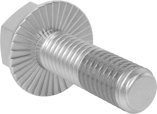 Tırtıklı Flanşlı Diş Kilitlemeli Altıgen Başlı Vida, Çinko Kaplı Sınıf 8.8 Çelik, M6 x 1 mm, 20 mm Uzunluk