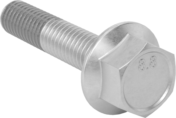Tırtıklı Flanşlı Diş Kilitlemeli Altıgen Başlı Vida, Çinko Kaplı Sınıf 8.8 Çelik, M6 x 1 mm, 30 mm Uzunluk