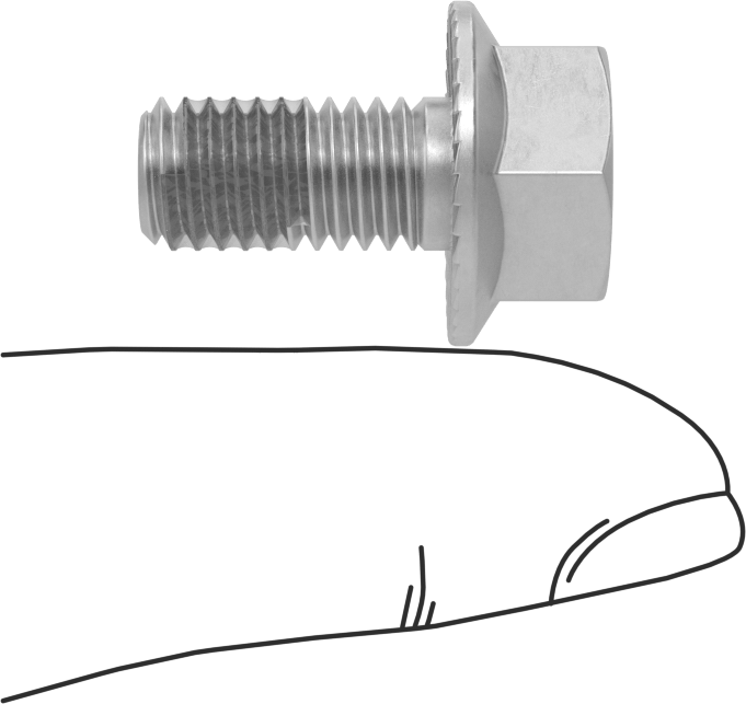Tırtıklı Flanşlı Diş Kilitlemeli Altıgen Başlı Vida, Çinko Kaplı Sınıf 8.8 Çelik, M8 x 1.25 mm, 16 mm Uzunluk