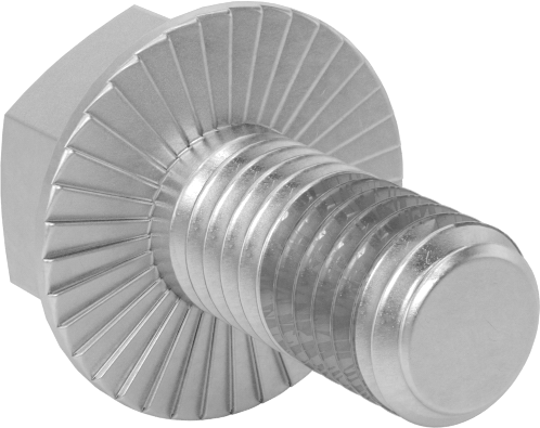 Tırtıklı Flanşlı Diş Kilitlemeli Altıgen Başlı Vida, Çinko Kaplı Sınıf 8.8 Çelik, M8 x 1.25 mm, 16 mm Uzunluk