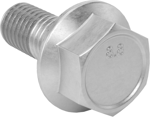 Tırtıklı Flanşlı Diş Kilitlemeli Altıgen Başlı Vida, Çinko Kaplı Sınıf 8.8 Çelik, M8 x 1.25 mm, 20 mm Uzunluk