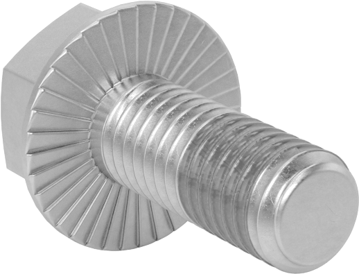 Tırtıklı Flanşlı Diş Kilitlemeli Altıgen Başlı Vida, Çinko Kaplı Sınıf 8.8 Çelik, M8 x 1.25 mm, 20 mm Uzunluk