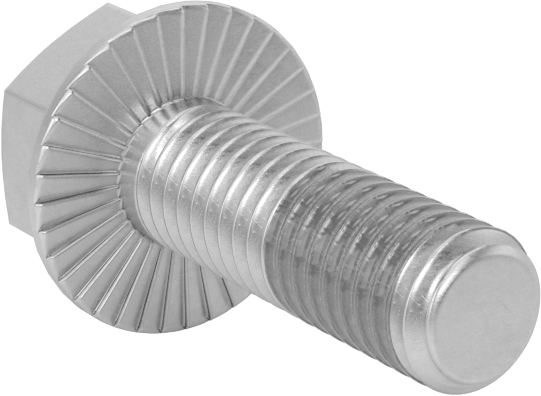 Tırtıklı Flanşlı Diş Kilitlemeli Altıgen Başlı Vida, Çinko Kaplı Sınıf 8.8 Çelik, M8 x 1.25 mm, 25 mm Uzunluk