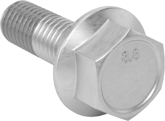Tırtıklı Flanşlı Diş Kilitlemeli Altıgen Başlı Vida, Çinko Kaplı Sınıf 8.8 Çelik, M8 x 1.25 mm, 25 mm Uzunluk
