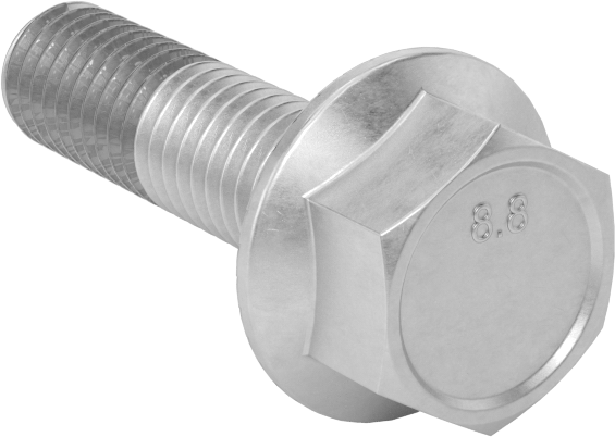 Tırtıklı Flanşlı Diş Kilitlemeli Altıgen Başlı Vida, Çinko Kaplı Sınıf 8.8 Çelik, M8 x 1.25 mm, 30 mm Uzunluk