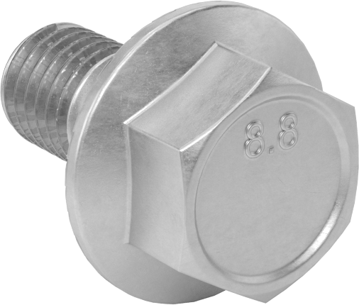 Tırtıklı Flanşlı Diş Kilitlemeli Altıgen Başlı Vida, Çinko Kaplı Sınıf 8.8 Çelik, M10 x 1.5 mm, 20 mm Uzunluk
