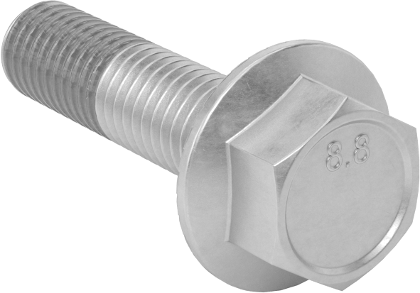 Tırtıklı Flanşlı Diş Kilitlemeli Altıgen Başlı Vida, Çinko Kaplı Sınıf 8.8 Çelik, M10 x 1.5 mm, 40 mm Uzunluk