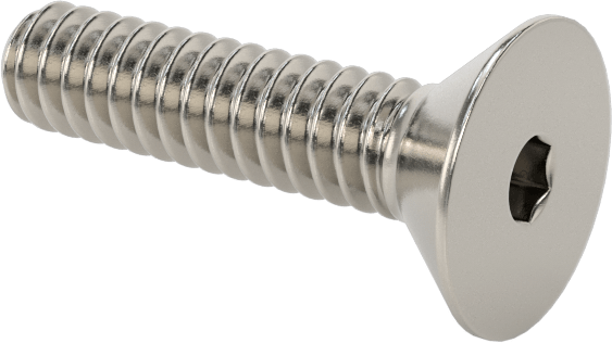 Mil. Spec. 18-8 Paslanmaz Çelik Altıgen Soketli Düz Başlı Vida, 4-40 Diş Boyutu, 1/2" Uzunluk