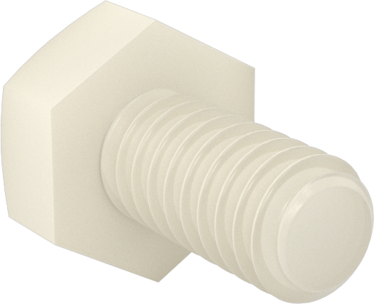 Seramik Altıgen Başlı Vida, 1/4"-20 Diş Boyutu, 1/2" Uzunluk