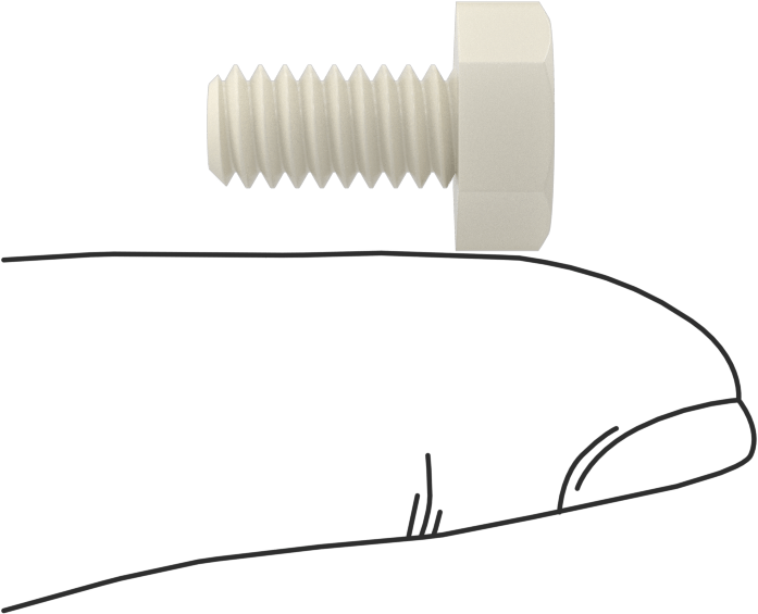 Seramik Altıgen Başlı Vida, 1/4"-20 Diş Boyutu, 1/2" Uzunluk