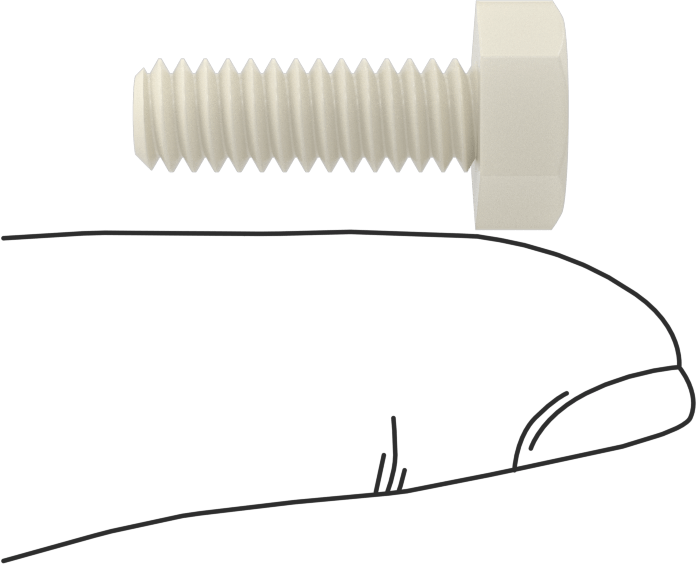 Seramik Altıgen Başlı Vida, 1/4"-20 Diş Boyutu, 3/4" Uzunluk