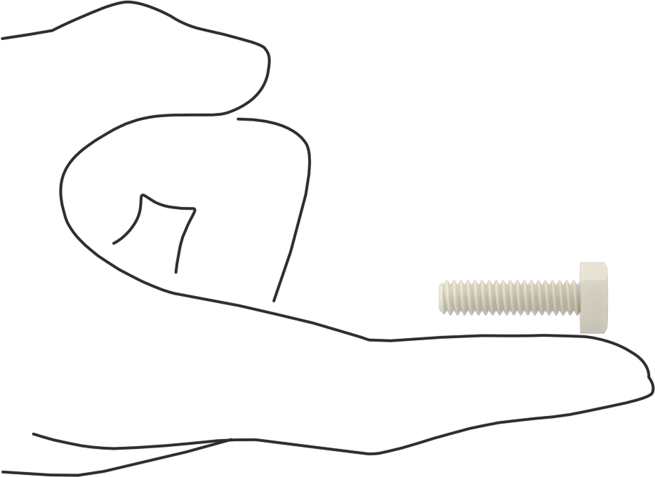 Seramik Altıgen Başlı Vida, 1/4"-20 Diş Boyutu, 1" Uzunluk